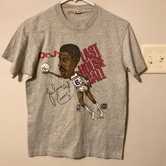 Vintage NBA Julius Erving Dr. J 76ers Sixers Caricature T-Shirt - Picture 1 of 3